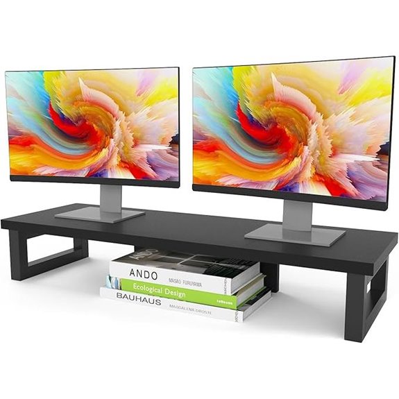 WESTREE Dual Monitor Riser with Wood and Steel Design