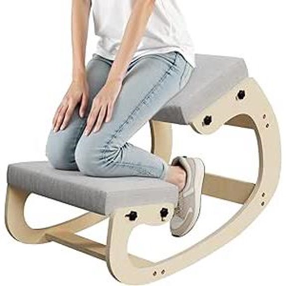 Ergonomic Kneeling Chair with Rocking Wooden Base